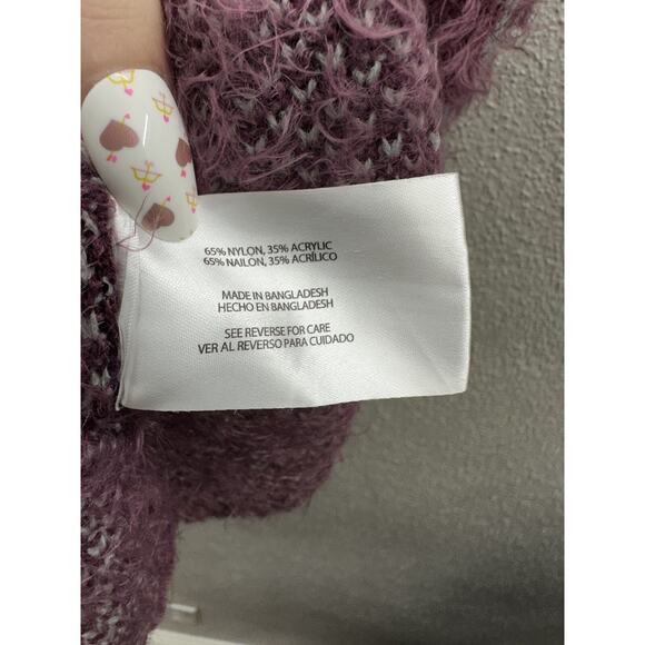 Eddie Bauer Womens Cardigan Small Purple Long Sleeve Open Front Fuzzy Sweater - Picture 7 of 12